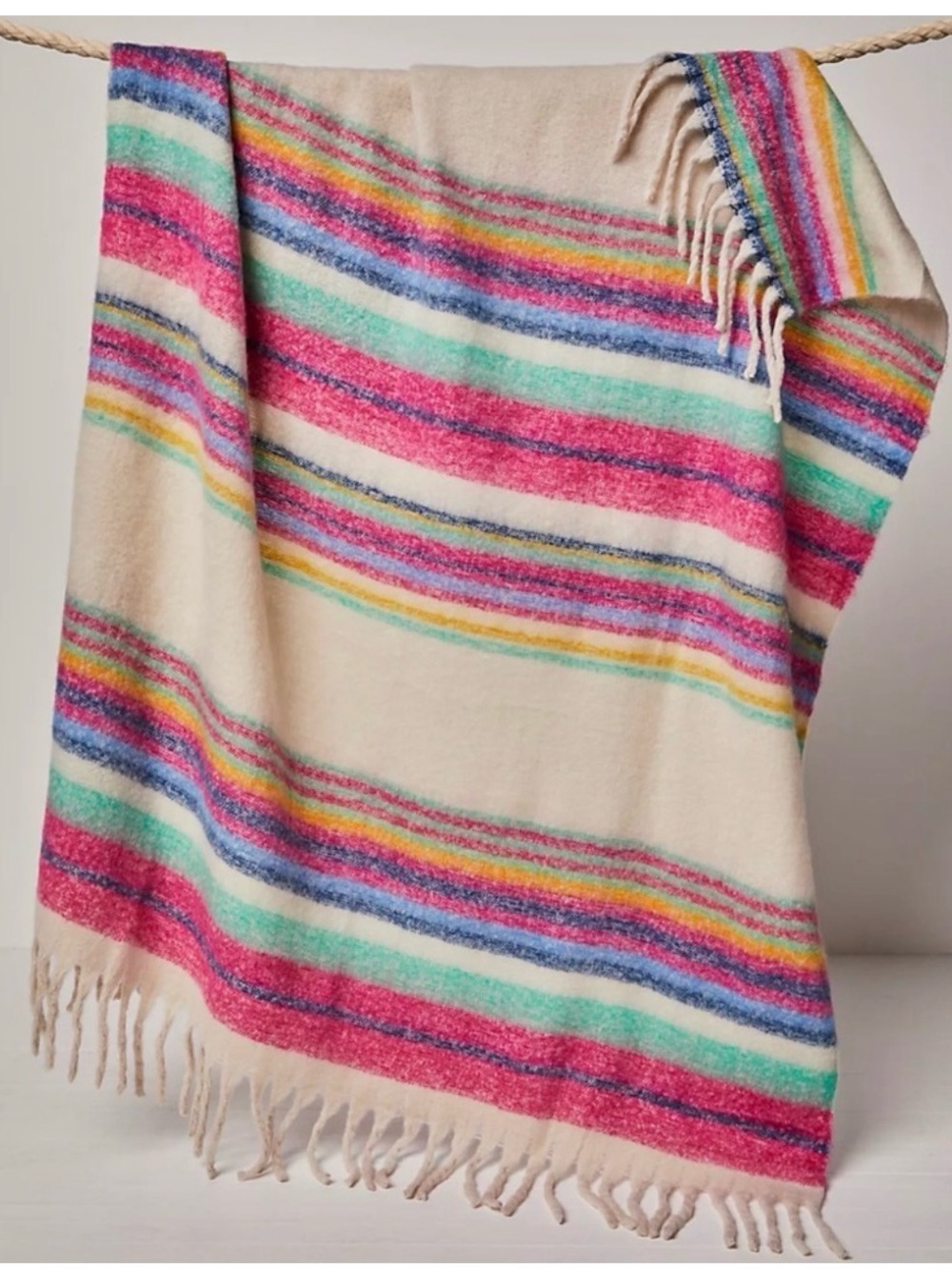NWT, Free People, Skye Stripe Fringe Throw  (50"x60")